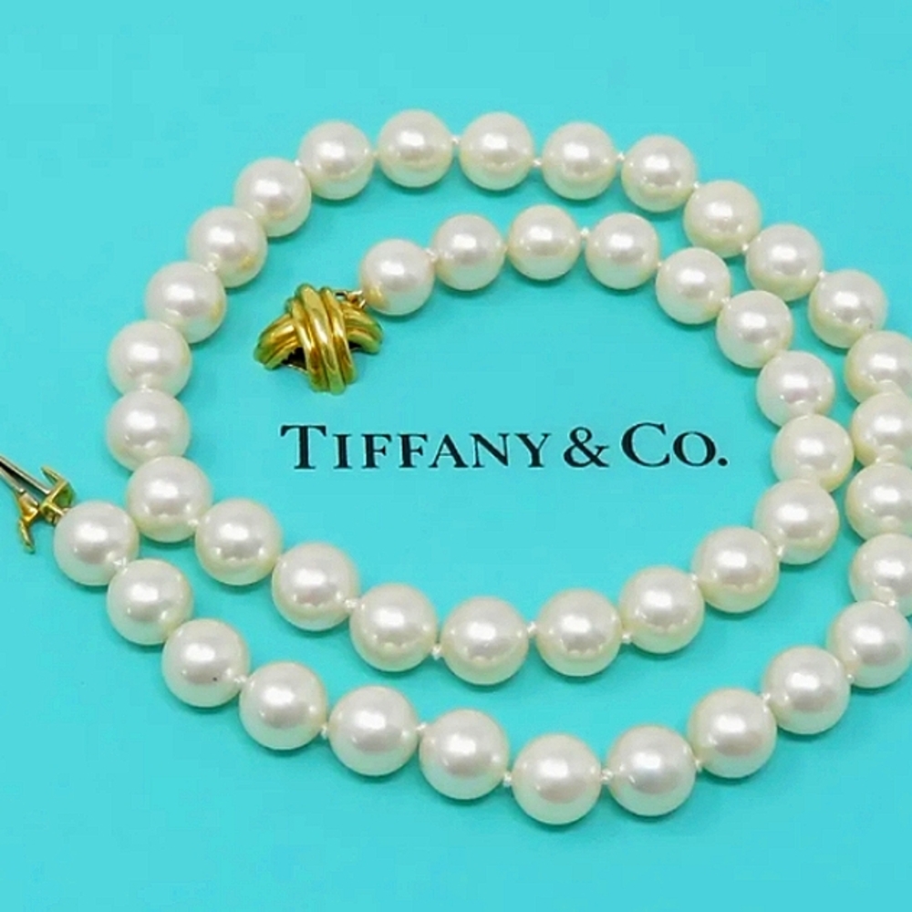 SOLD IN OUR STORE Tiffany & Co. 18K "X" Yellow Gold Cultured Pearls - Picture 1 of 10
